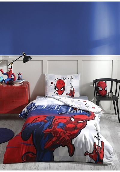 Özdilek Lisanslı Tek Kişilik Çocuk Pike Takımı-spiderman Blue Mavi