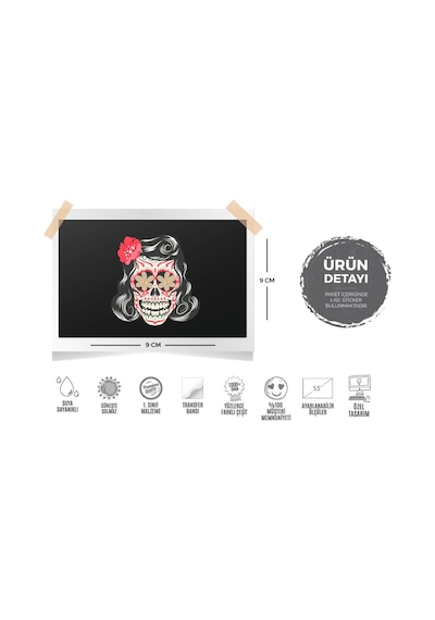 Bay Etiket Skl5 Cicek Gozlu Sugar Skull Kurukafa Sticker