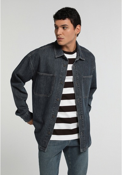 Colin's Colins Oversize Fit Erkek Mid İndigo Denim Shacket Cl1082683 Q1.v1 Dn45150