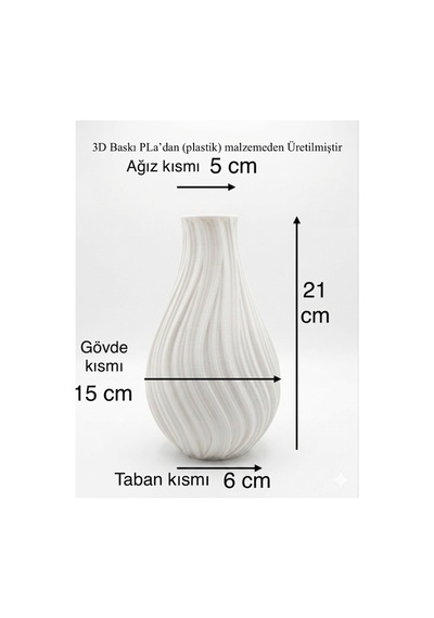 Modern Spiral Tasarım 3d Baskı Dekoratif Vazo 21 Cm Beyaz