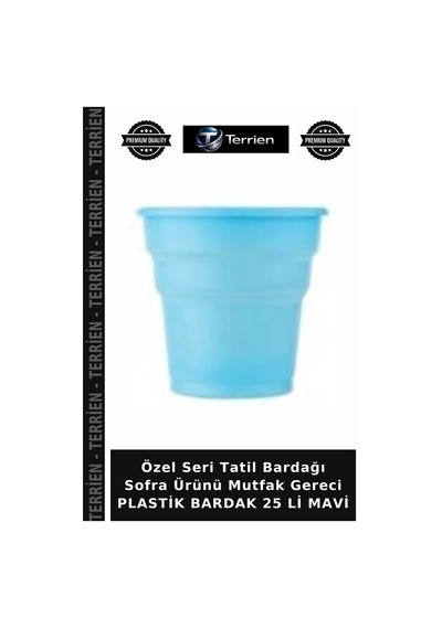 Özel Seri Tatil Bardağı Sofra Ürünü Mutfak Gereci Plastik Bardak 25 Li Mavi