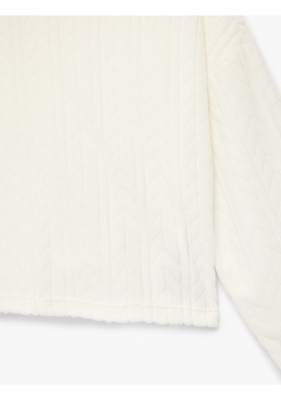 Koton Uzun Kollu Basic Kapşonlu Sweatshirt Ekru 6wkg10051ak Ekru