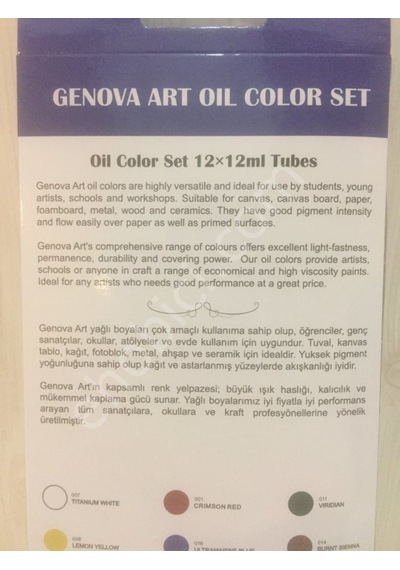Cenova Art Yağlı Boya Seti 12 Li - 12Ml