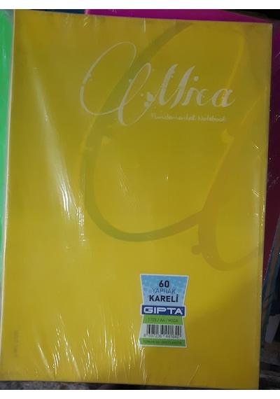 Gıpta Defter 40 Yp Çizgili 7 Adet +60 Yp Kareli 8 Adet 20x28 Cm A4 15 Adetli Paket Çok Renkli
