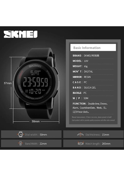 Skmei 1257 Dijital Erkek Kol Saati