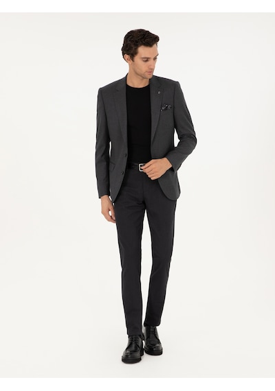 Cacharel Siyah Slim Fit Pamuk Karışımlı Kanvas Pantolon
