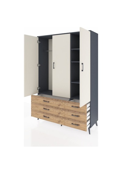 Hyperion Dolap 5 Raflı 6 Çekmeceli Tek Askılı 132x44x195 Antrasit-aytaşı/çam Aytası/atlas Çam Hyperion Dolap 5 Raflı 6 Çekmeceli Tek Askılı 132x44x195 Antrasit-aytaşı/çam Aytası/atlas Çam