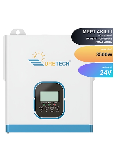 Uretech 3Kva 3000Va 2400 Watt Tam Sinüs Akıllı 40 A Mppt Inverter 24V-220V