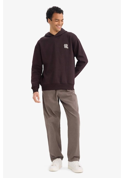 Defacto Boxy Fıt Kapüşonlu Baskılı Sweatshirt F8188ax26spbn337 Kahve-bn337