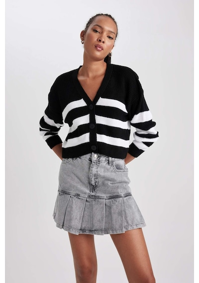 Defacto A Form Jean Pileli Mini Etek B2152AX23HSNM55 Gri