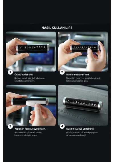 Metal Kasa Araç İçi Telefon Numaratörü Çevirmeli Gizlenebilir Park Telefon Numarası Aparatı