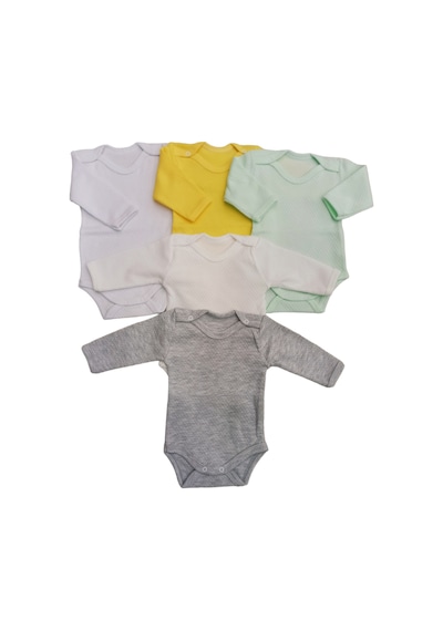 Özdemirli Bebe Uzun Kollu Çıtçıtlı Badi Bisiklet Yaka Body Zıbın (5li Paket)