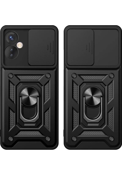 Newface İnfinix Hot 30 5g Kılıf Pars Lens Yüzüklü Silikon - Gold Altın