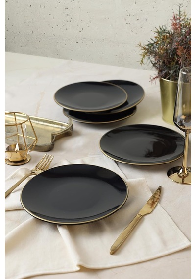 Siyah Gold Ege Pasta Tabağı 20 Cm 6 Adet Çok Renkli