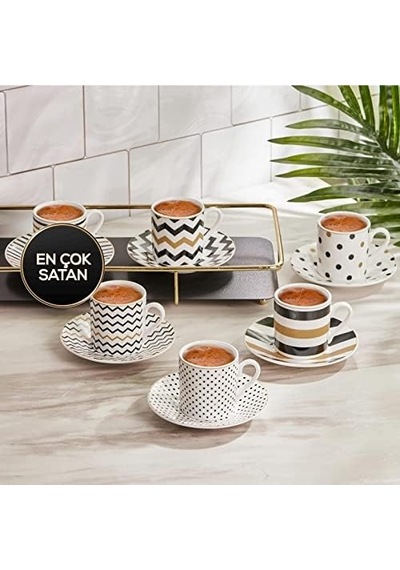 Nossa 6 Kişilik Kahve Fincanı Açık Ahşap
