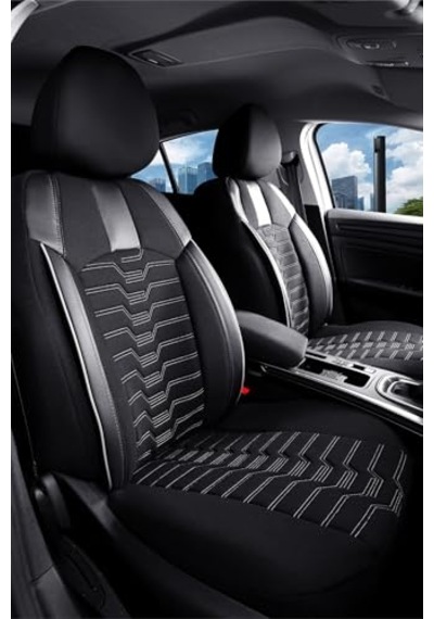 Renault Kangoo Multix İle Uyumlu 2+1 Parçalı Lüx Deri Detaylı Oto Koltuk Kılıfı Ön Arka Takım Platınum Siyah B