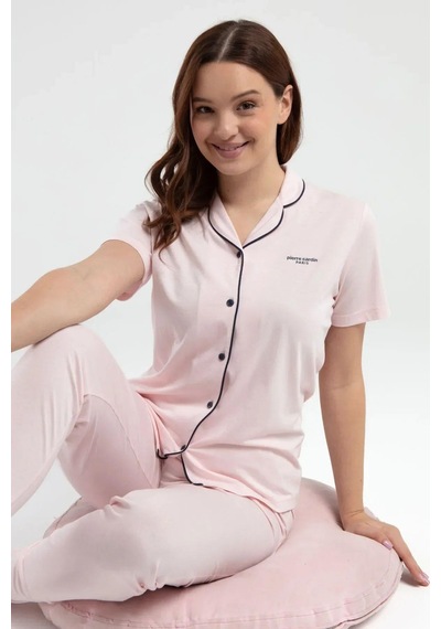 Pierre Cardin 7715 Kadın Kısa Kollu Gömlek Pijama Takımı-somon SOMON