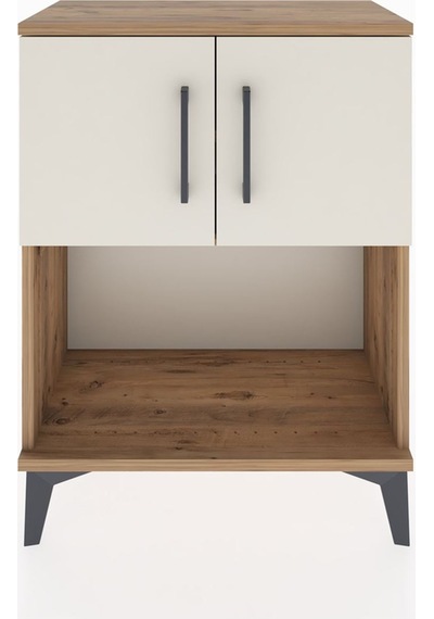 Arges Komodin 2 Raflı 2 Çekmeceli 2 Kapaklı 60x30x80 Çam-aytaşı Çam