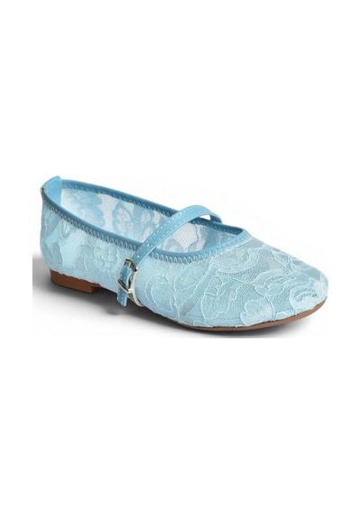 Fox Shoes Y726864006 Mavi Dantelli Kadın Babet