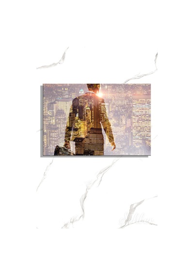 Çift Pozlama Double Exposure İş İnsanı Ve Şehir Silüetli Yatay Kanvas Tablo Tekli 3816