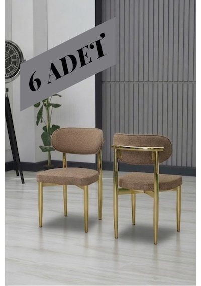 Polo Sandalye Gold Ayak 6 Adet Kahve Kahve