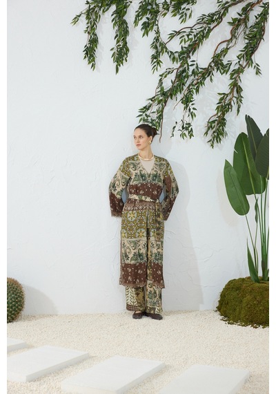Aker Haki Desenli Britli Kimono Haki Haki