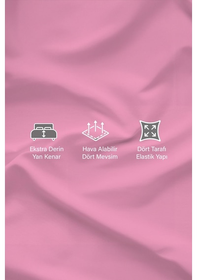 Ranforce Pembe Pamuklu Tek / Çift Kişilik Battal Tam Kenar Lastikli Çarşaf 14 Renk Fıtted Pembe