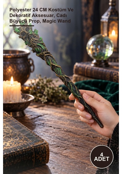 4 Adet Sihirli Asa Polyester 24 Cm Kostüm Ve Dekoratif Aksesuar, Cadı Büyücü Prop, Magic Wand