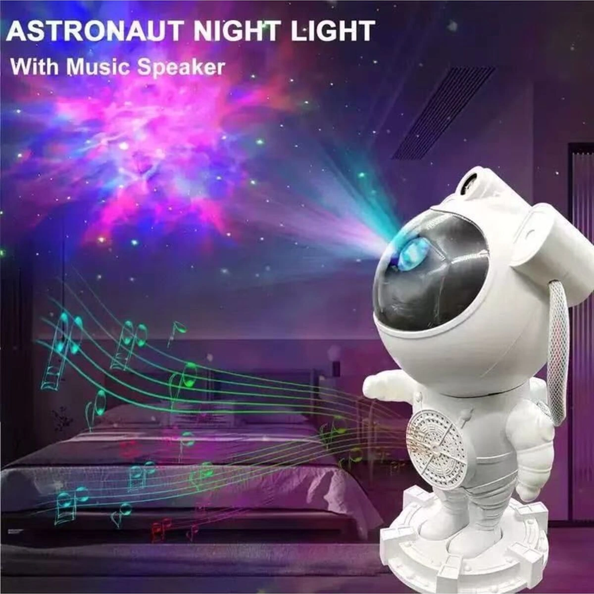 Astronot Gece Lambası Yıldızlı Projeksiyon Cihazı Za-2025 Tavan Aydınlatma Masa Ev Çocuk Oda Beyaz