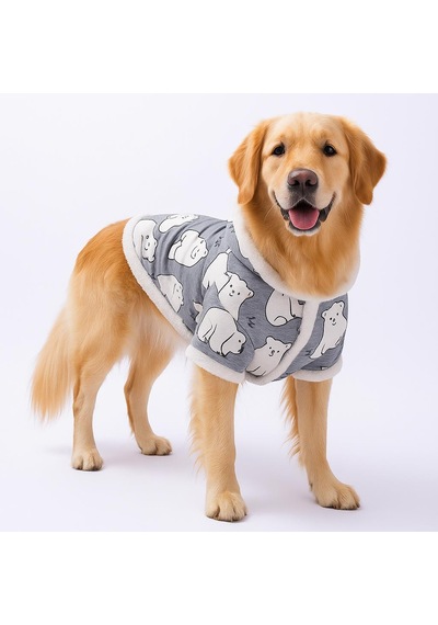 Barrow Frost Kutup Ayısı Desenli Büyük Köpek Ceketi Kalın Peluş Köpek Kıyafeti Orta Büyük Irklar İçin