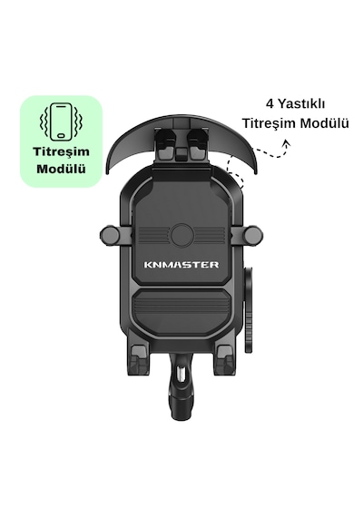 Tt-830 Titreşim Önleyicili Motosiklet Telefon Tutucu Siyah