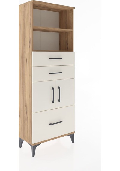 Arges Dolap 3 Raflı 3 Çekmeceli 2 Kapaklı 60x30x163 Çam-aytaşı Çam