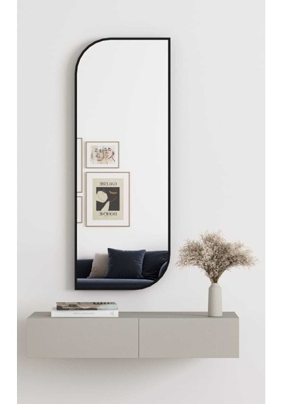 Nice Boy Aynası 120x40 Konsol Aynası, Dresuar Aynası, Asimetrik Ayna 120 X 40 Siyah