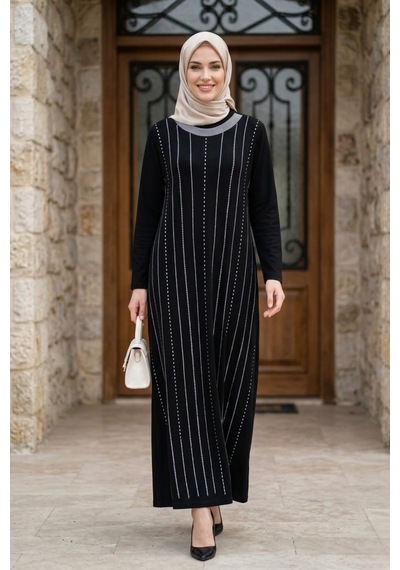Hb Harma Time Butik Kadın Kristal Kumaş Taş Detaylı Uzun Siyah Tesettür Elbise Hb Harma Time Butik Kadın Kristal Kumaş Taş Detaylı Uzun Siyah Tesettür Elbise