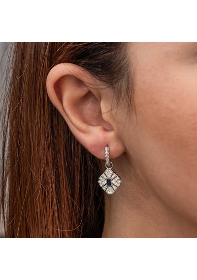 Gümüş Zirkon Taşlı Kadın Küpe 14 MM-Gümüş