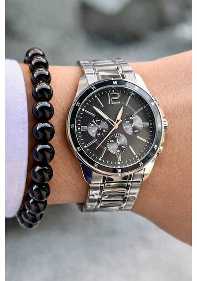 Premium Lüks Exclusive Tasarım Özel Üretim Metal Kordon Erkek Kol Saati-bileklik Hediyeli Siyah