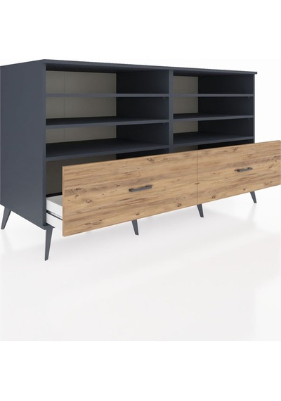 Kronos Konsol 6 Raflı 2 Çekmeceli 176x59x99 Antrasit-antrasit/ça Antrasit-antrasit/çam Kronos Konsol 6 Raflı 2 Çekmeceli 176x59x99 Antrasit-antrasit/ça Antrasit-antrasit/çam