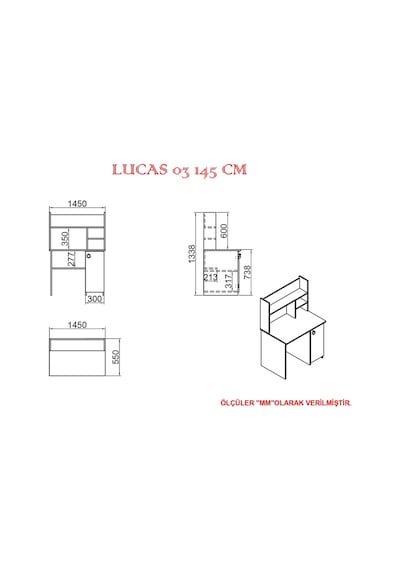 Kalenderdekor1 Kalender Dekor Lucas 145 Cm Çalışma Masası Lc01 Beyaz