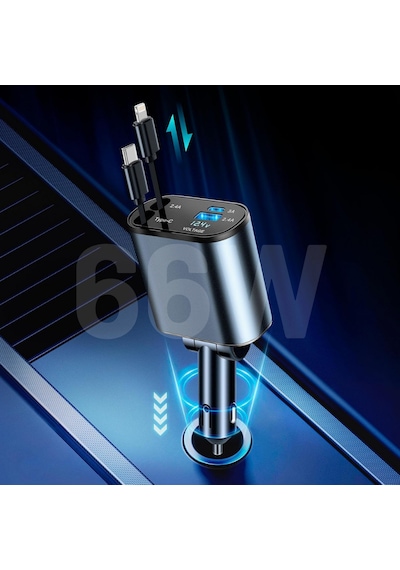 Embatech 66wdahili Kablolutype-c+lightning Hızlı Araç Şarj Cihazı