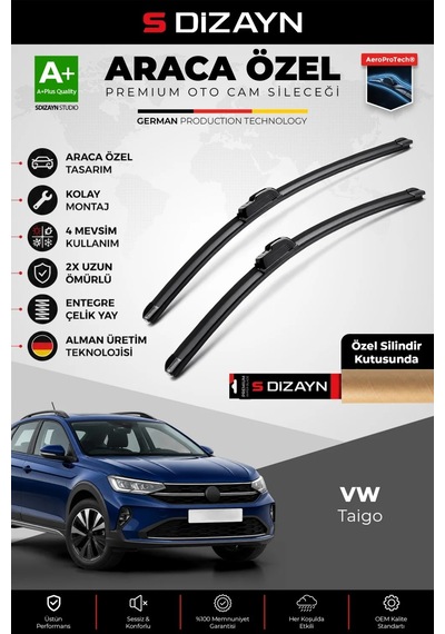 S-dizayn Volkswagen Taigo Cs Ön Cam Silecek Seti 2021 Üzeri Premium Araca Özel 65-45 Cm A+ Kalite