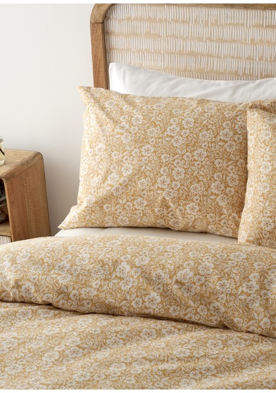 %100 Pamuk Ranforce Bloom Çift Kişilik Nevresim Takımı Hardal 200x220 Cm Çok renkli