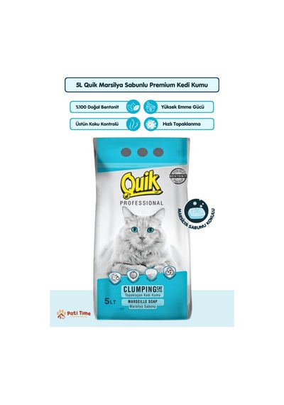5lt Marsilya Sabunlu Bentonit Topaklaşan Doğal Kokusuz Kedi Kumu + Koku Giderici Hediyeli