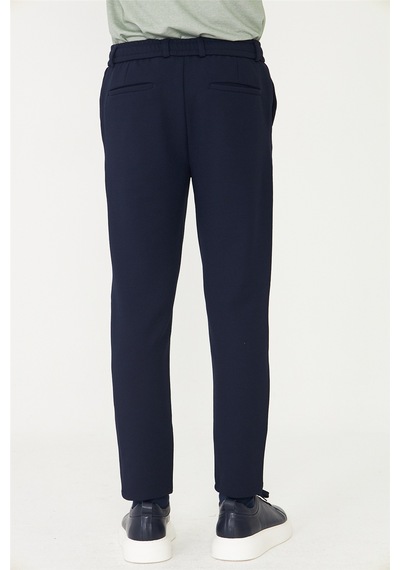 Lacivert Modern Kesim Bağcıklı Smart Casual Jogger Pantolon Laci