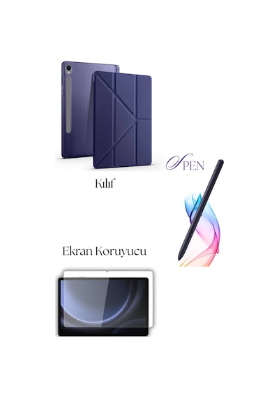 Fuchsia Galaxy Tab S10 Lite / S10 Fe İle Uyumlu Tablet Kılıfı S Pen Tablet Kalemi Ekran Koruyucu Set Tablet Kılıfı