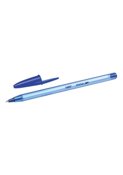Cristal Soft Tükenmez Kalem, Mavi, 50'li Kutu, 1.2 Mm Orta Kalınlıkta Uç, Şeffaf Gövde, Delikli Kapak