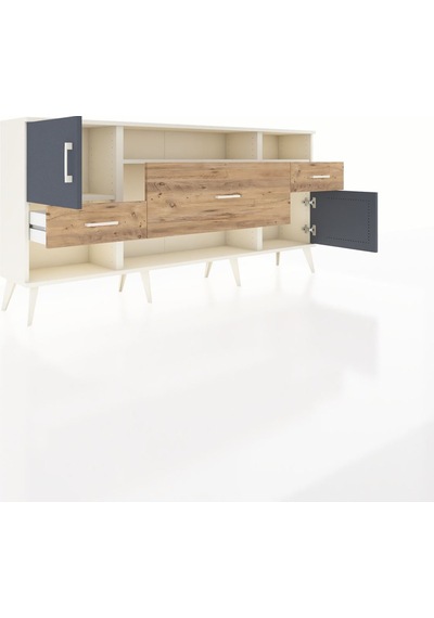Arges Konsol 3 Raflı 3 Çekmeceli 2 Kapaklı 176x30x83 Aytaşı-antrasit/çam Antrasit/çam Arges Konsol 3 Raflı 3 Çekmeceli 2 Kapaklı 176x30x83 Aytaşı-antrasit/çam Antrasit/çam