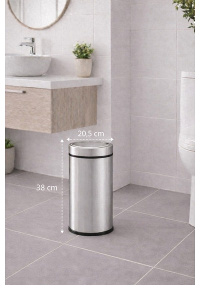 Sas 11 Litre Döner Kapaklı Paslanmaz Çelik Banyo & Wc Çöp Kovası Titan 7511 Gri