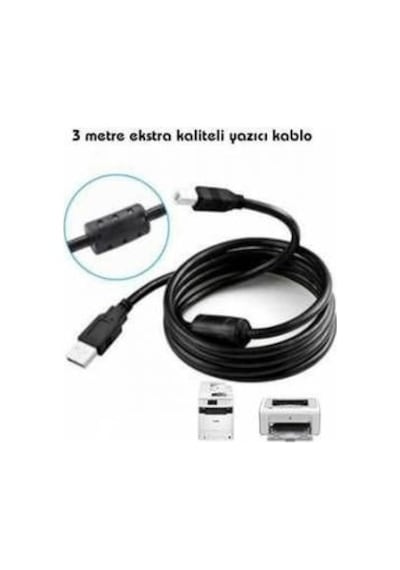 3 Metre Yazici Kablosu Lazer Yazici Kablo 3Mt Usb Printer Kablo
