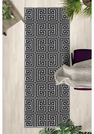 Yıkanabilir Yolluk 9 Gri - Siyah