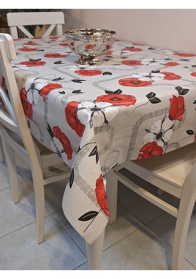 Elyaflı Pvc Muşamba - Desenli Silinebilir Masa Örtüsü Turuncu 130 X 150